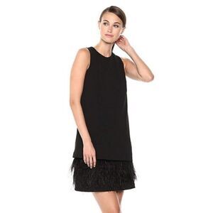 ‎Calvin Klein Black Sheath Dress with feather bottom Size 6